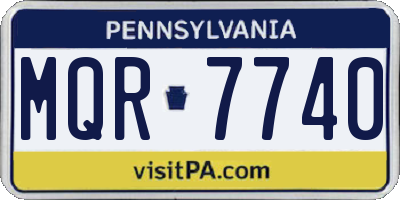 PA license plate MQR7740