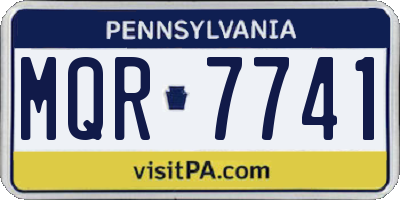 PA license plate MQR7741
