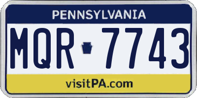 PA license plate MQR7743