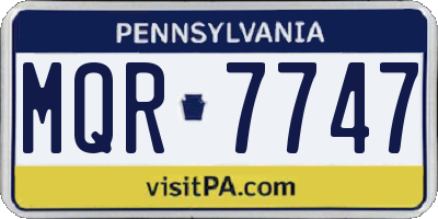 PA license plate MQR7747