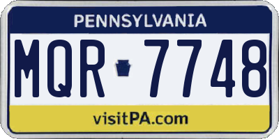 PA license plate MQR7748