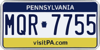 PA license plate MQR7755