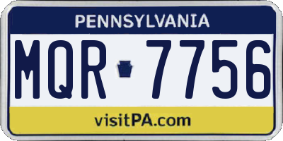 PA license plate MQR7756