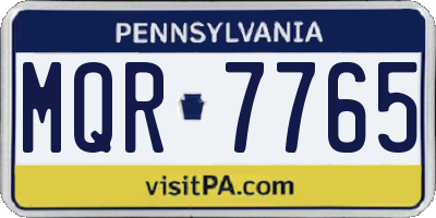 PA license plate MQR7765