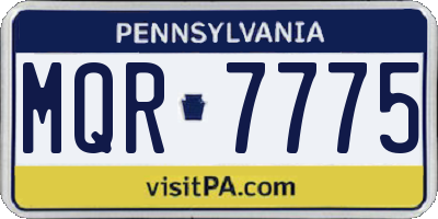 PA license plate MQR7775