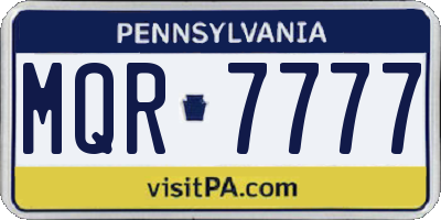 PA license plate MQR7777