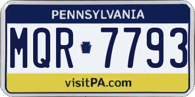 PA license plate MQR7793