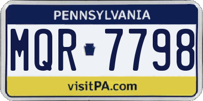 PA license plate MQR7798