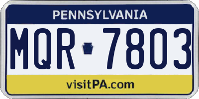 PA license plate MQR7803