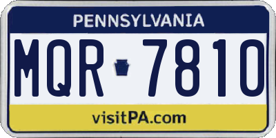 PA license plate MQR7810