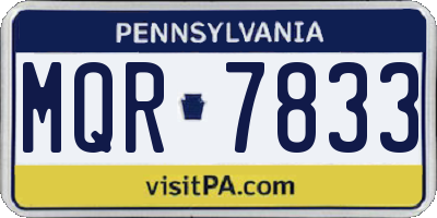 PA license plate MQR7833