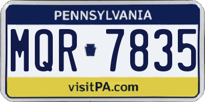 PA license plate MQR7835
