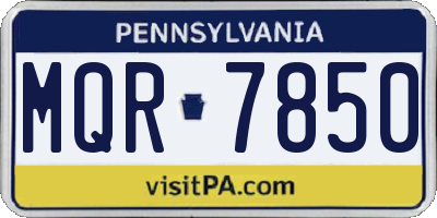 PA license plate MQR7850