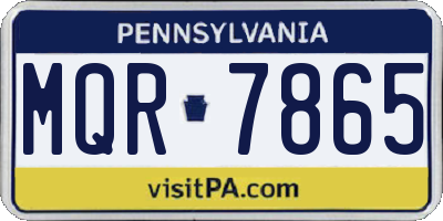 PA license plate MQR7865