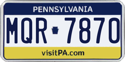 PA license plate MQR7870