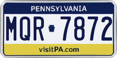PA license plate MQR7872
