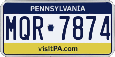 PA license plate MQR7874