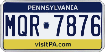 PA license plate MQR7876