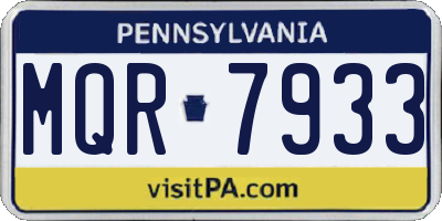 PA license plate MQR7933