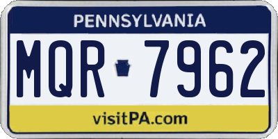 PA license plate MQR7962