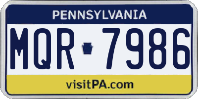 PA license plate MQR7986