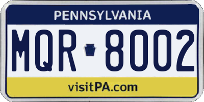PA license plate MQR8002
