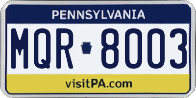 PA license plate MQR8003