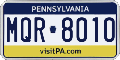 PA license plate MQR8010