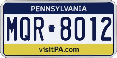 PA license plate MQR8012