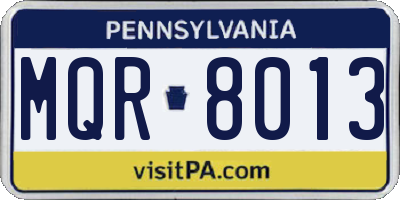 PA license plate MQR8013