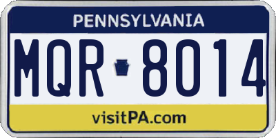 PA license plate MQR8014