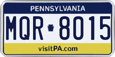 PA license plate MQR8015