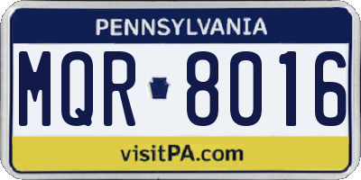 PA license plate MQR8016