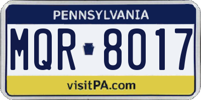 PA license plate MQR8017