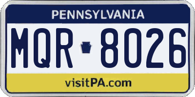 PA license plate MQR8026