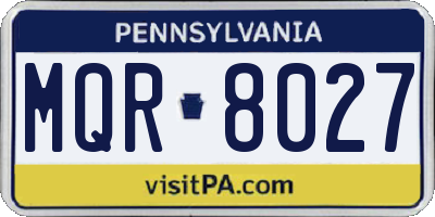 PA license plate MQR8027