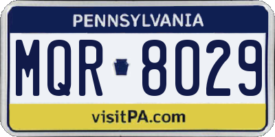 PA license plate MQR8029