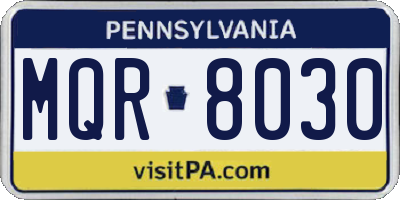 PA license plate MQR8030
