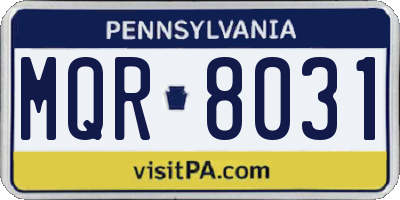 PA license plate MQR8031
