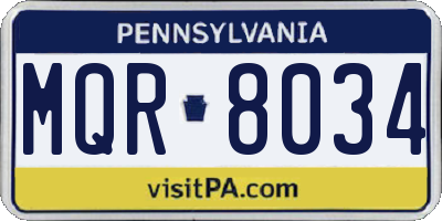 PA license plate MQR8034
