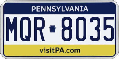 PA license plate MQR8035