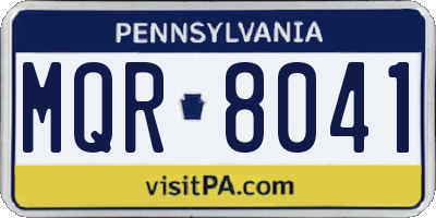 PA license plate MQR8041