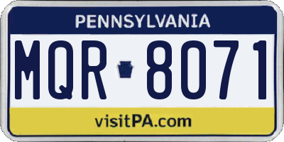 PA license plate MQR8071