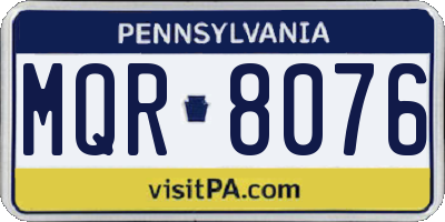 PA license plate MQR8076