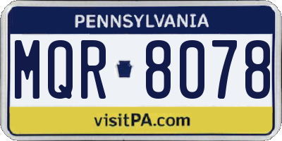PA license plate MQR8078