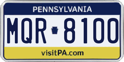 PA license plate MQR8100