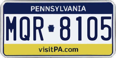 PA license plate MQR8105