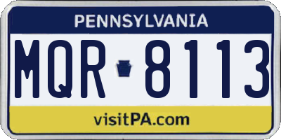PA license plate MQR8113