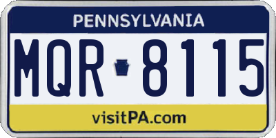 PA license plate MQR8115