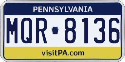 PA license plate MQR8136